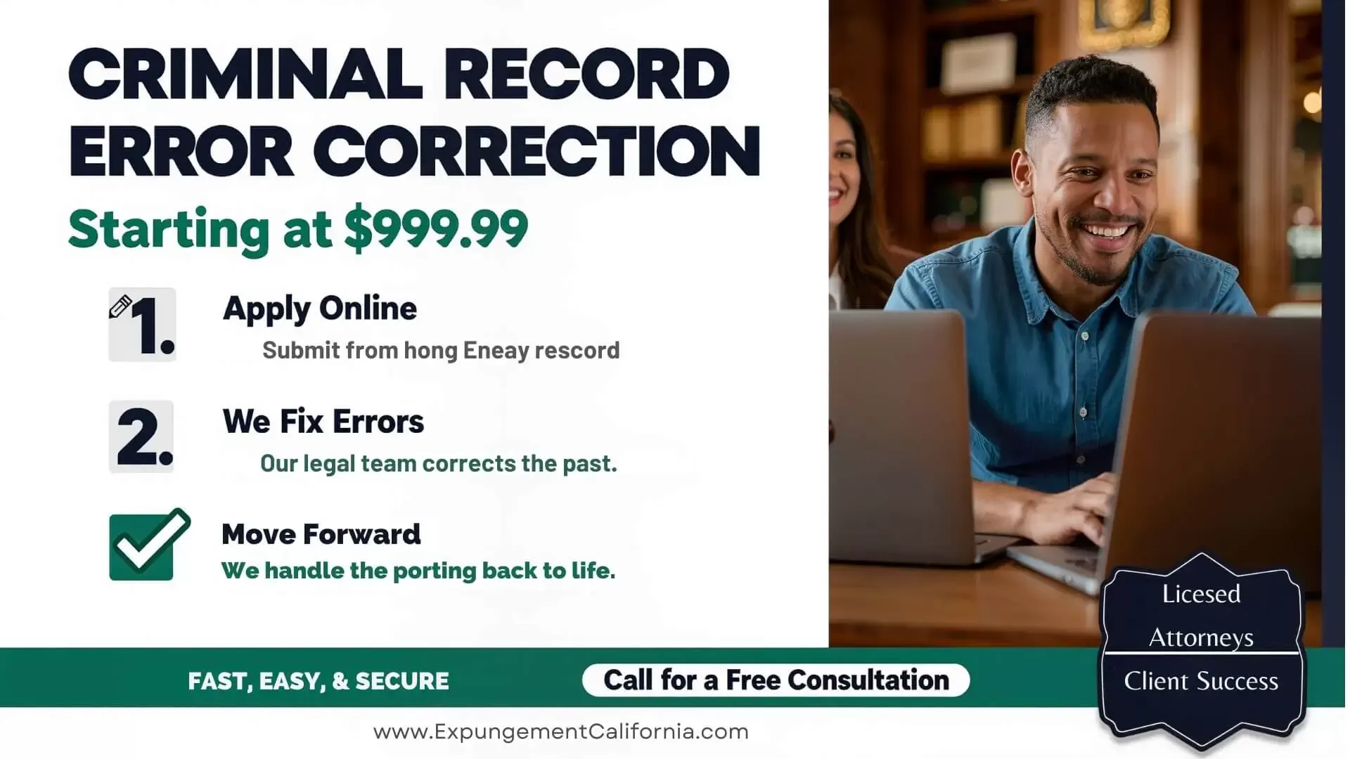 Criminal record error correction in California